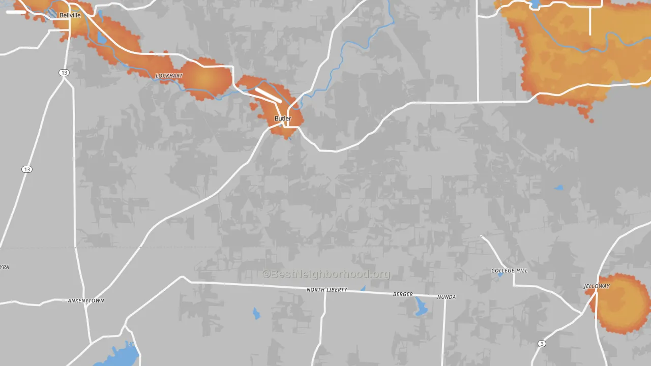 Bike Grade map of Butler, OH
