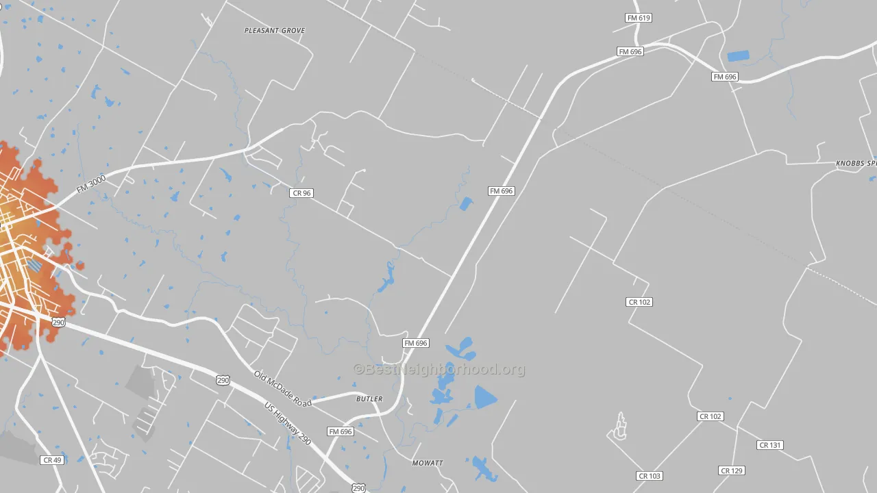 Bike Grade map of Butler, TX