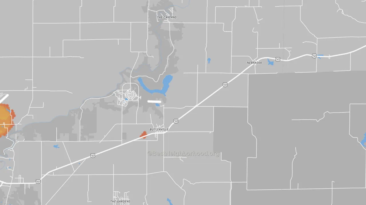 Bike Grade map of Butlerville, IN