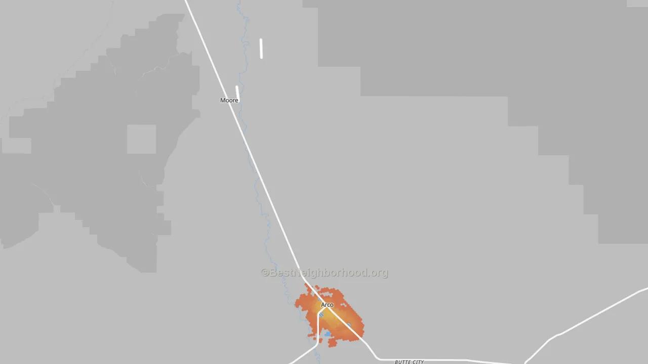 Bike Grade map of Butte County, ID
