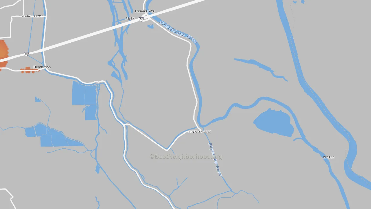 Bike Grade map of Butte La Rose, LA