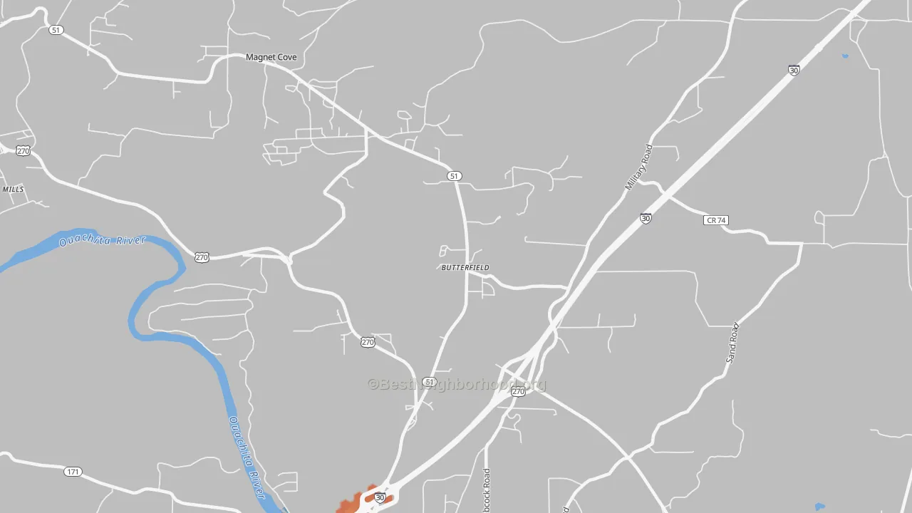 Bike Grade map of Butterfield, AR