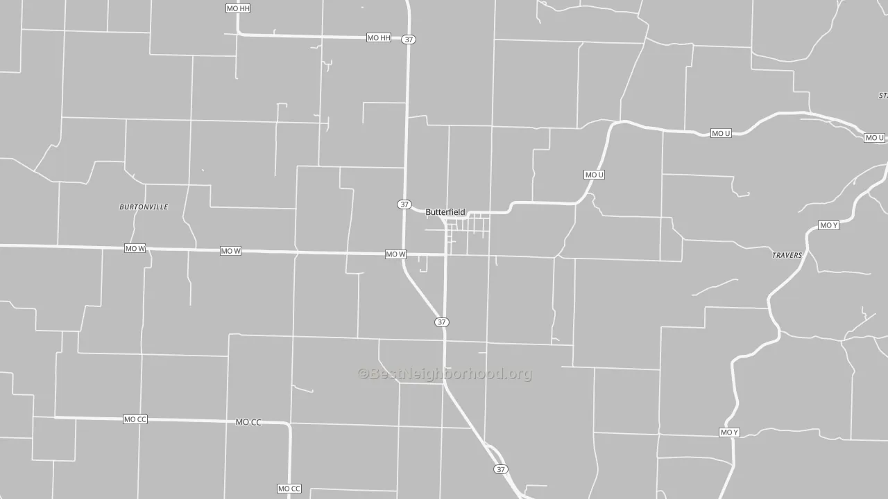 Bike Grade map of Butterfield, MO