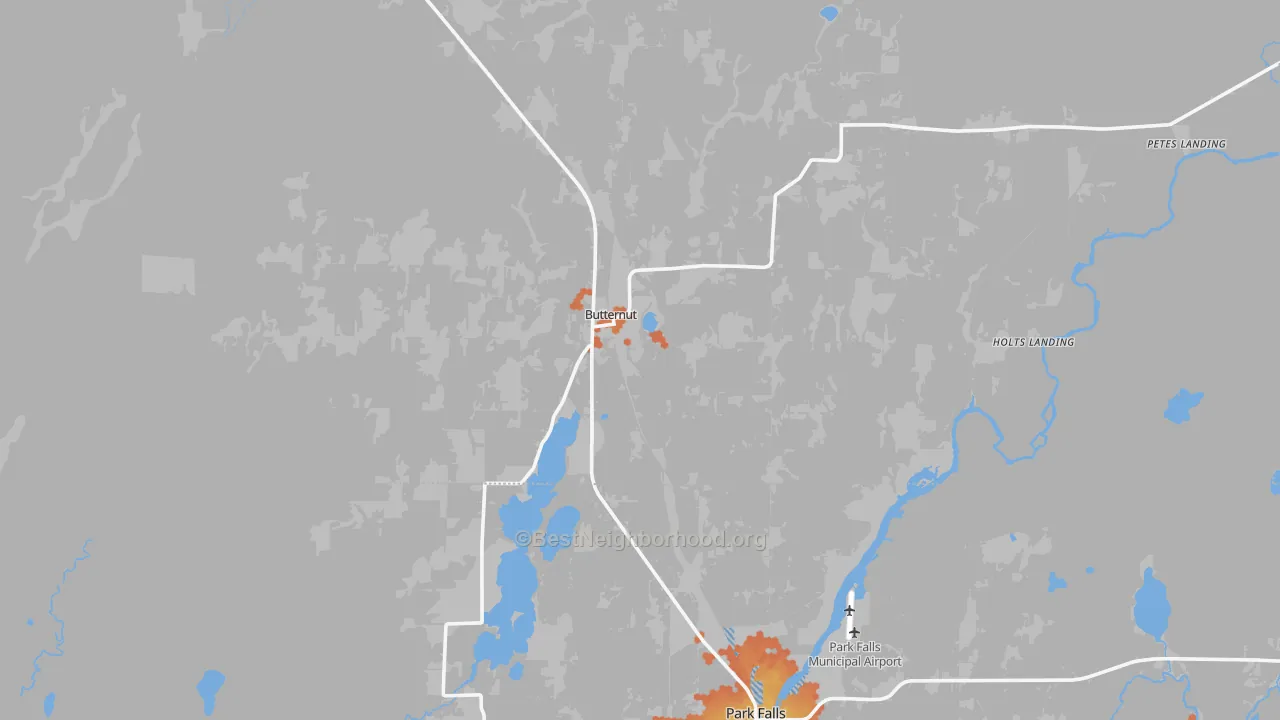 Bike Grade map of Butternut, WI