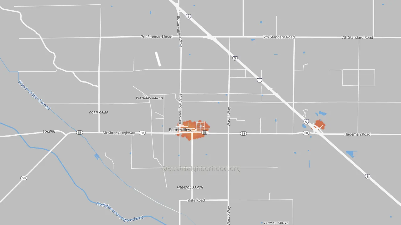 Bike Grade map of Buttonwillow, CA