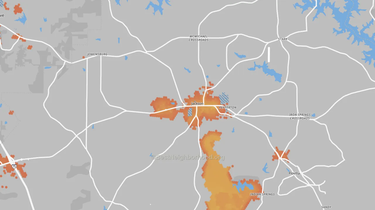 Bike Grade map of Butts County, GA