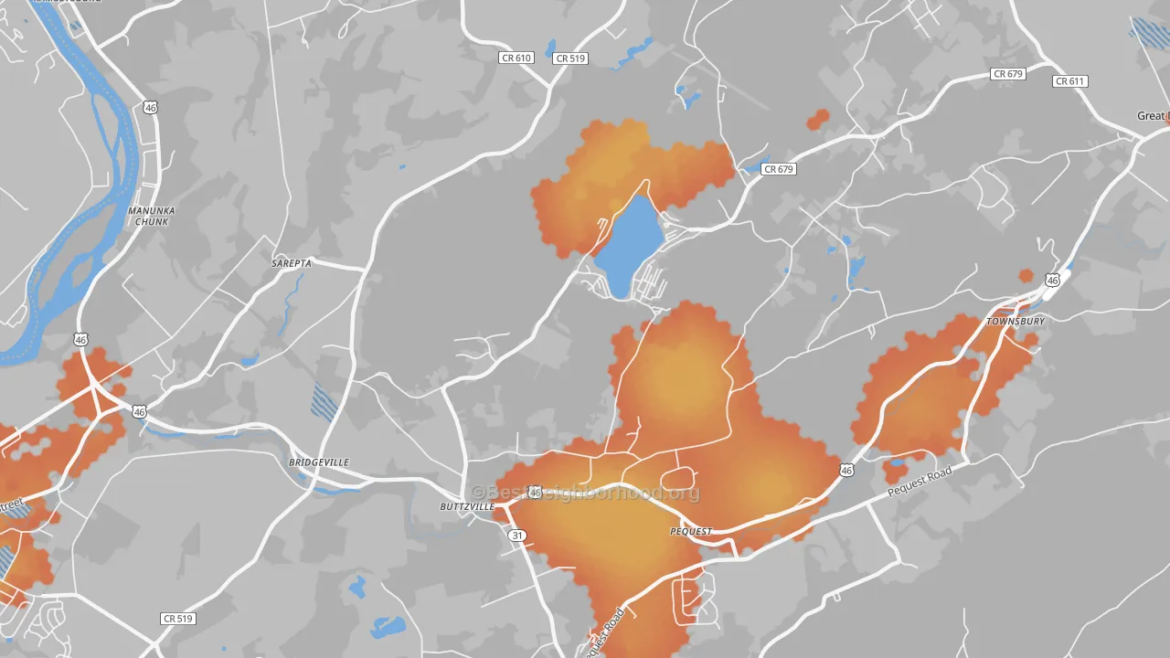 Bike Grade map of Buttzville, NJ