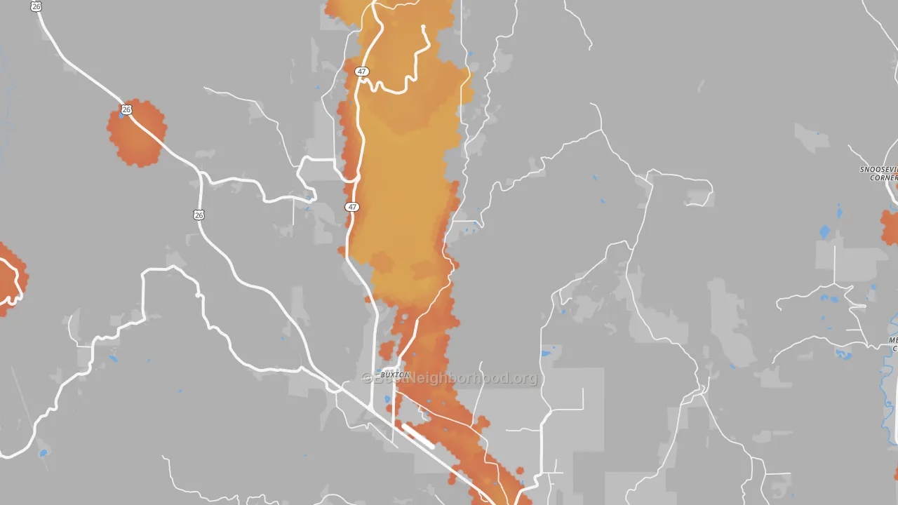 Bike Grade map of Buxton, OR
