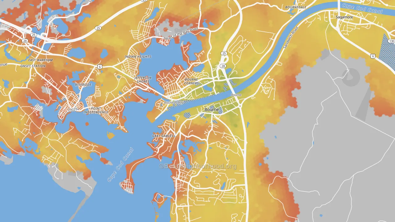 Bike Grade map of Buzzards Bay, MA