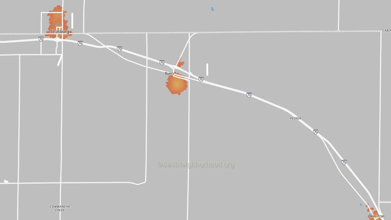 Bike Grade map of Byers, CO