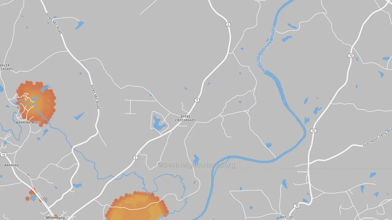 Bike Grade map of Byers Crossroads, GA