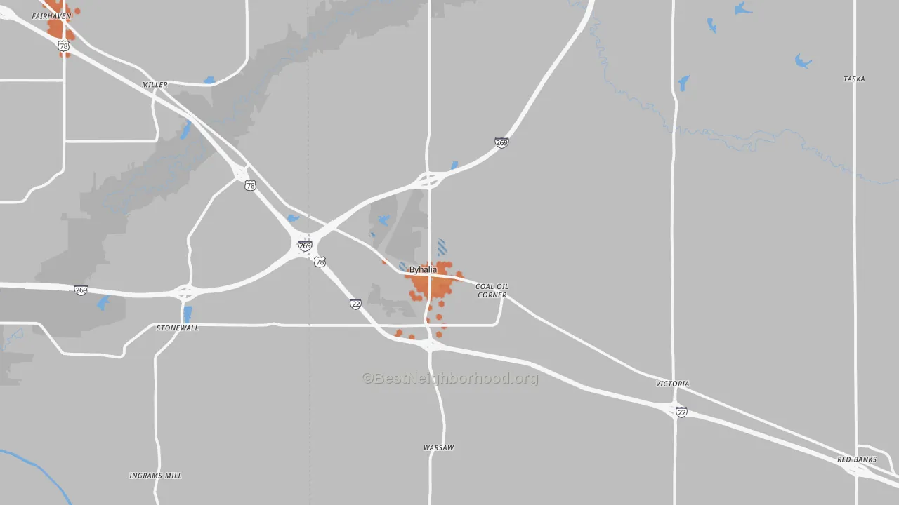 Bike Grade map of Byhalia, MS