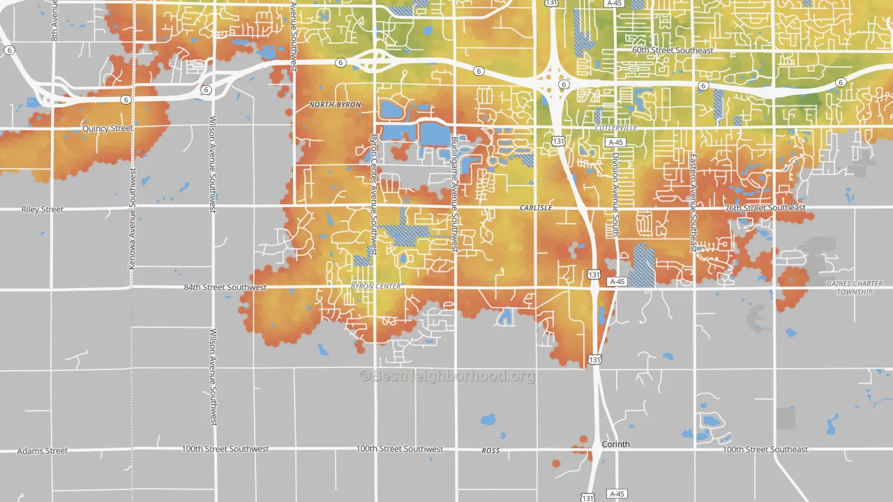 Bike Grade map of Byron Center, MI