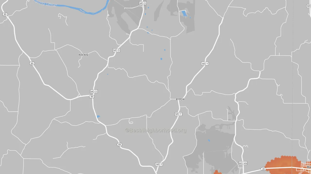 Bike Grade map of Byron, MO