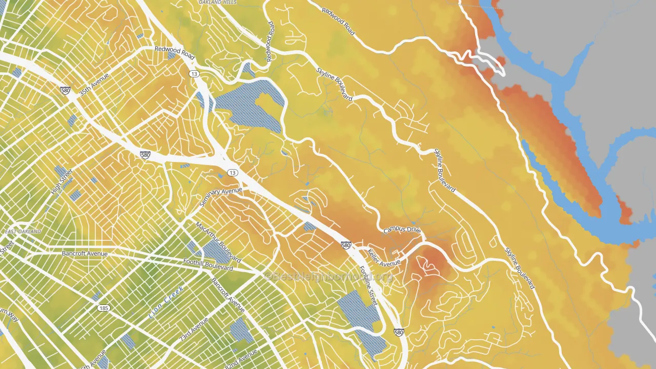 Bike Grade map of Caballo Hills, Oakland, CA