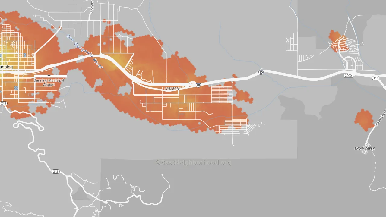 Bike Grade map of Cabazon, CA