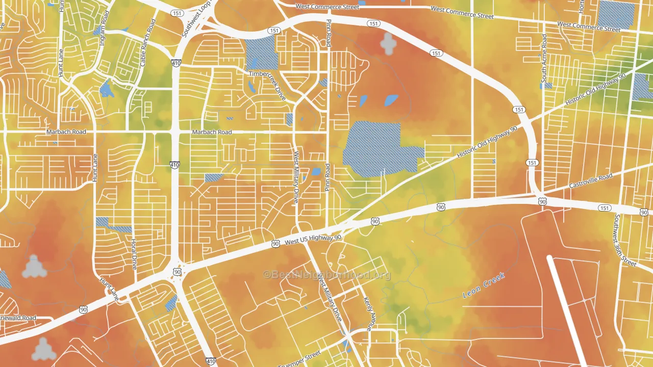 Bike Grade map of Cable-Westwood, San Antonio, TX
