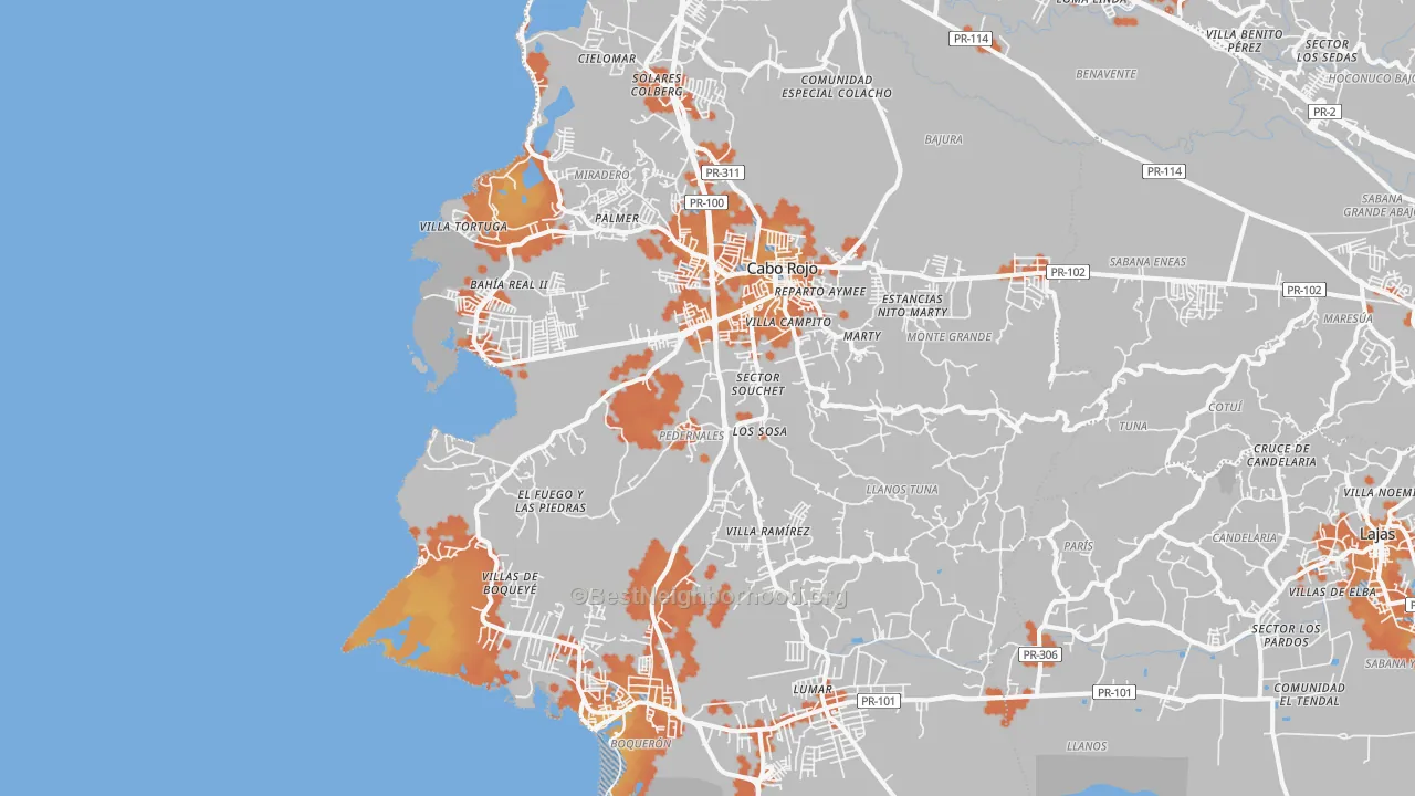 Bike Grade map of Cabo Rojo Municipio, PR