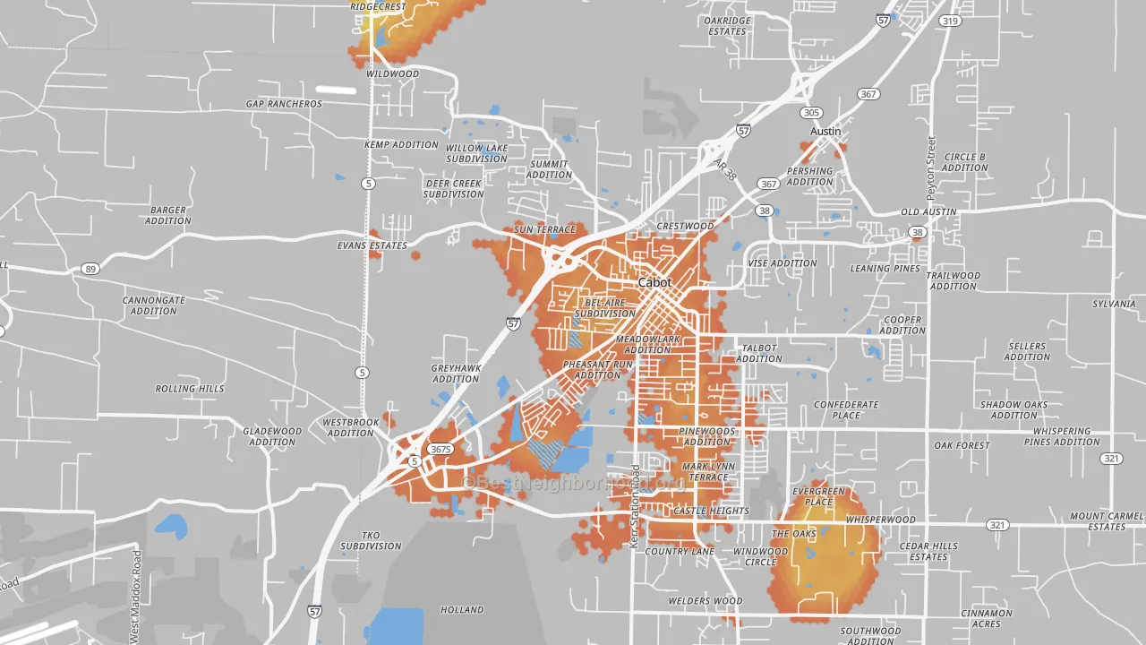 Bike Grade map of Cabot, AR