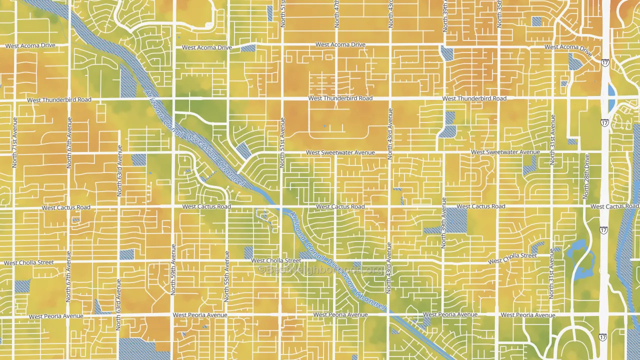 Bike Grade map of Cactus Gale, Glendale, AZ