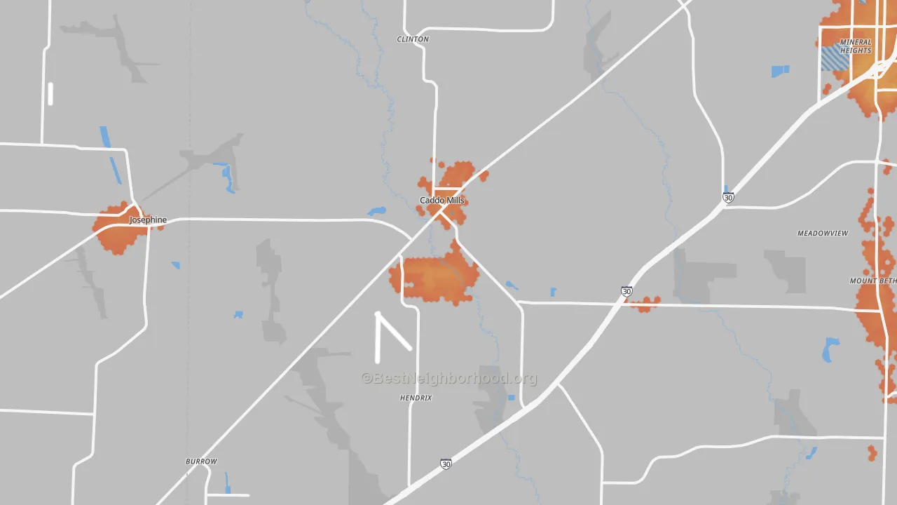 Bike Grade map of Caddo Mills, TX