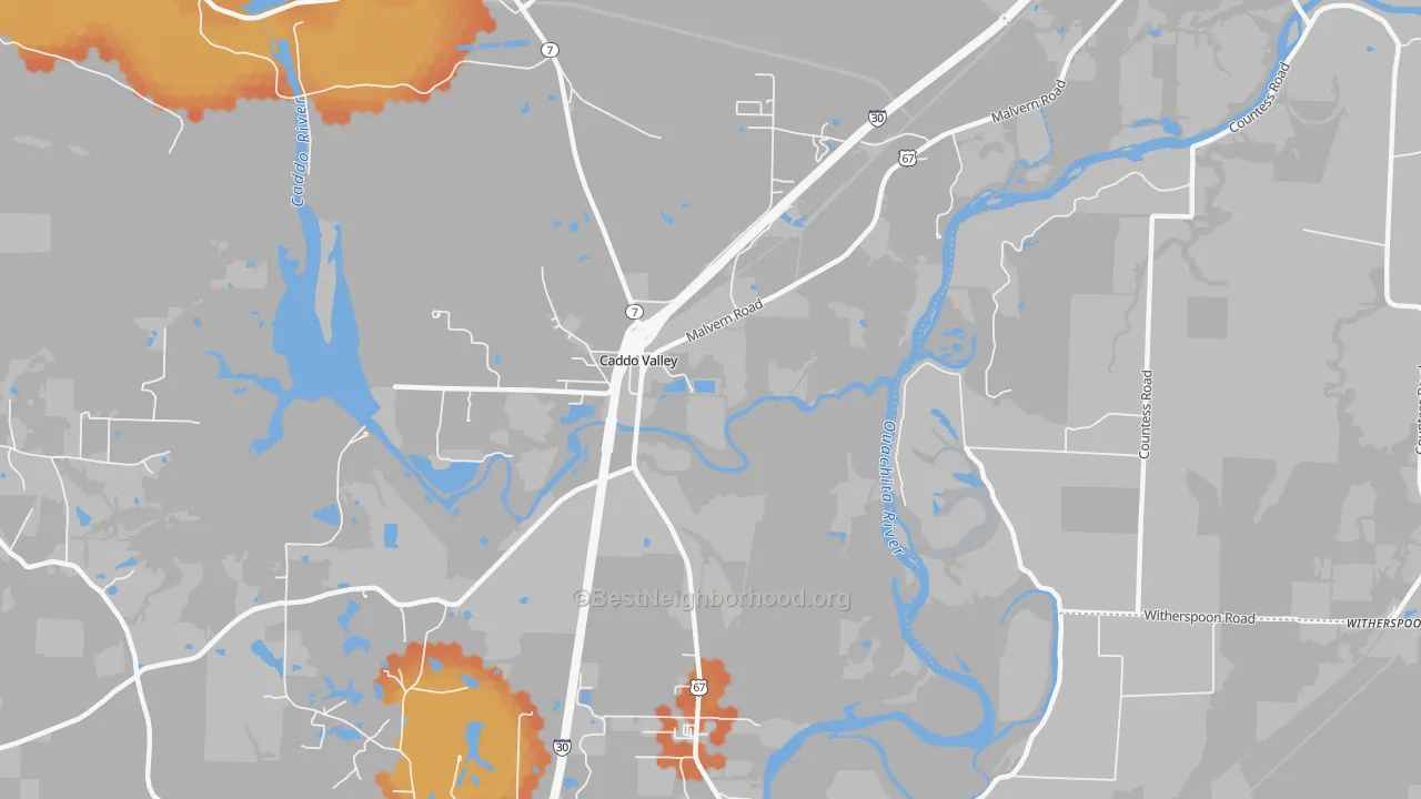 Bike Grade map of Caddo Valley, AR