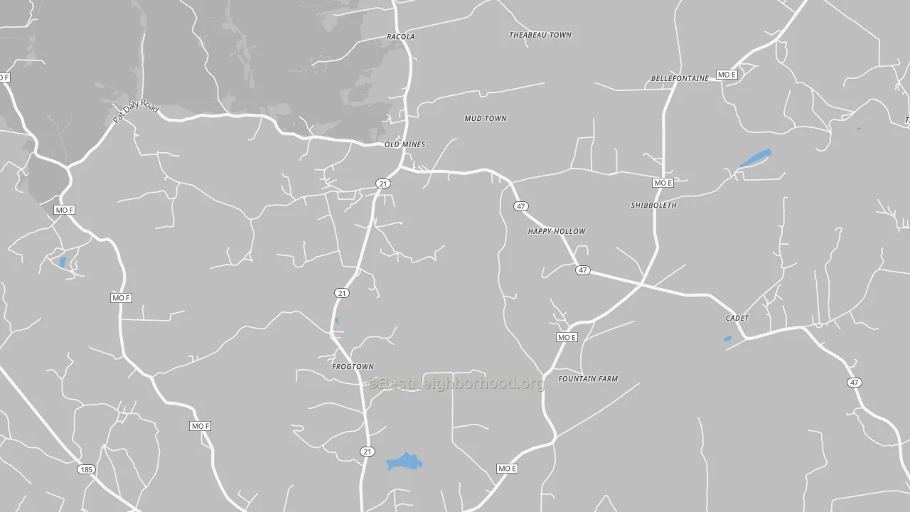 Bike Grade map of Cadet, MO