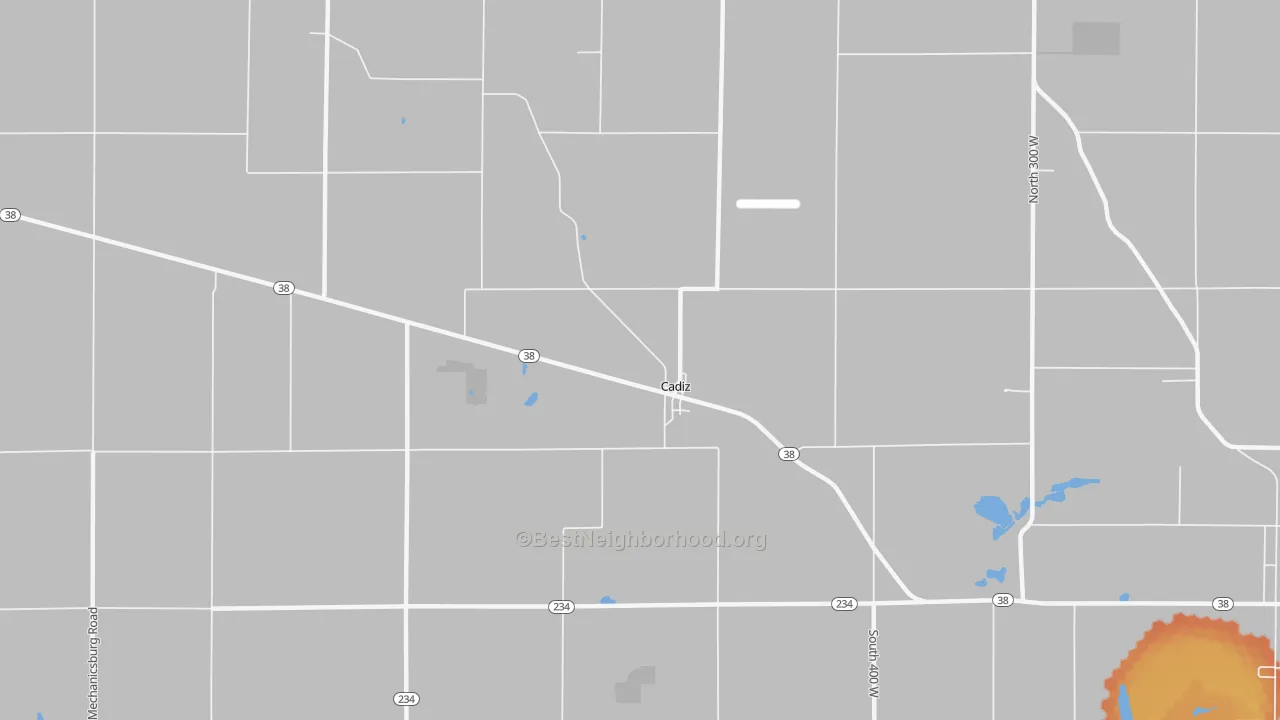 Bike Grade map of Cadiz, IN