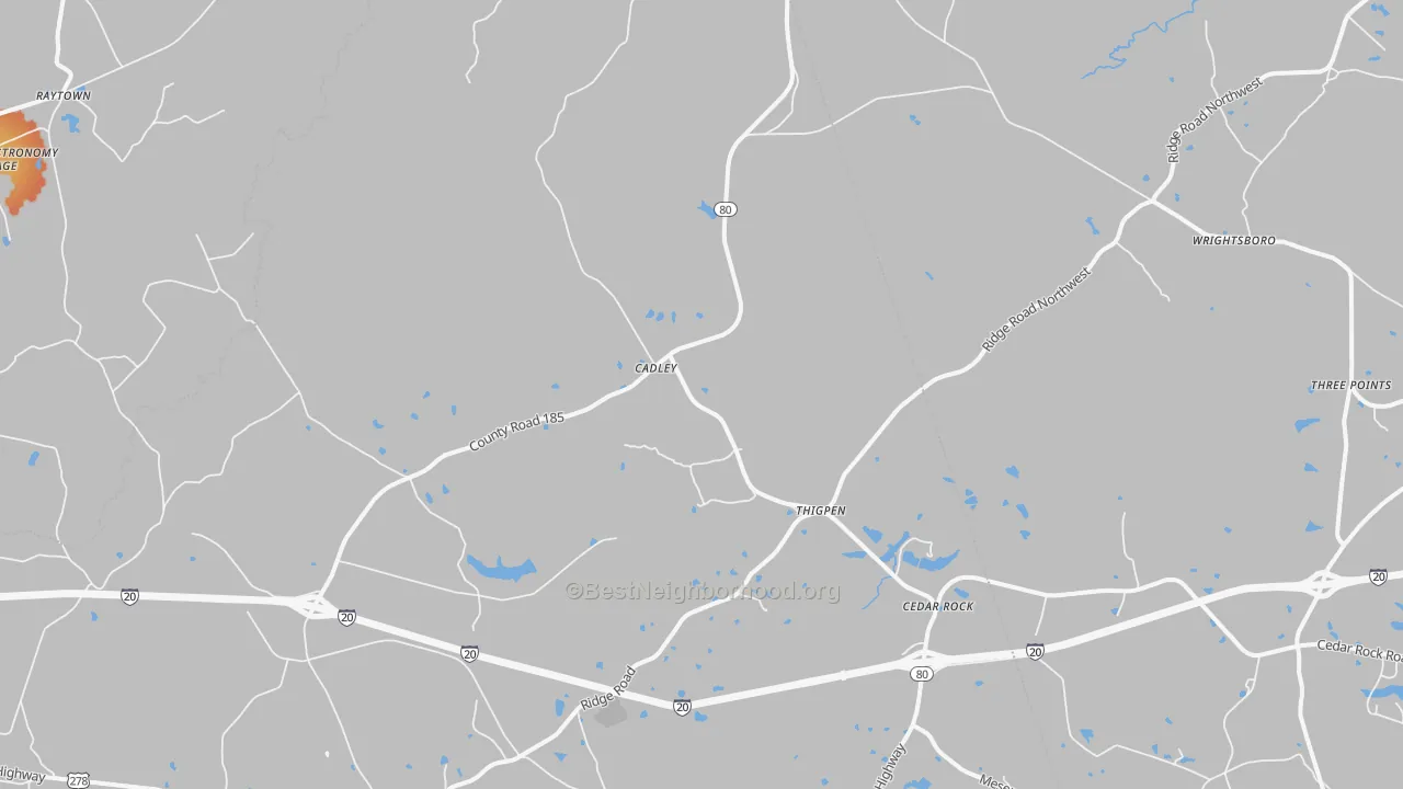 Bike Grade map of Cadley, GA