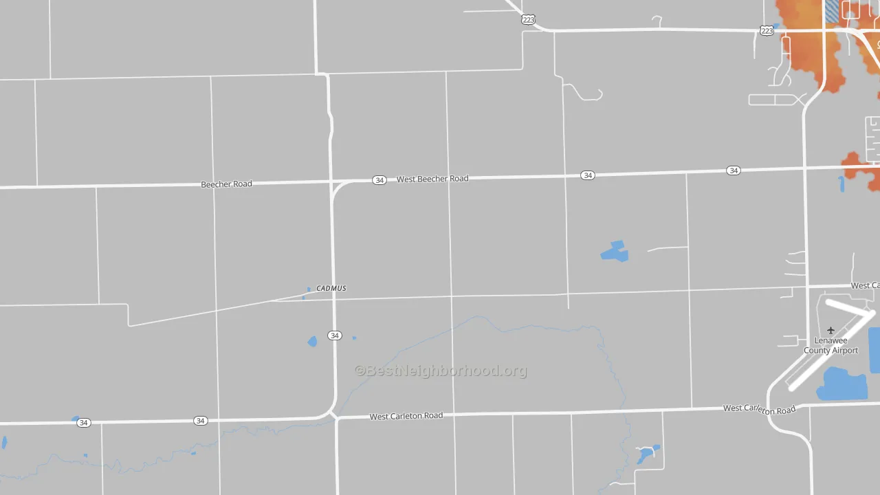 Bike Grade map of Cadmus, MI