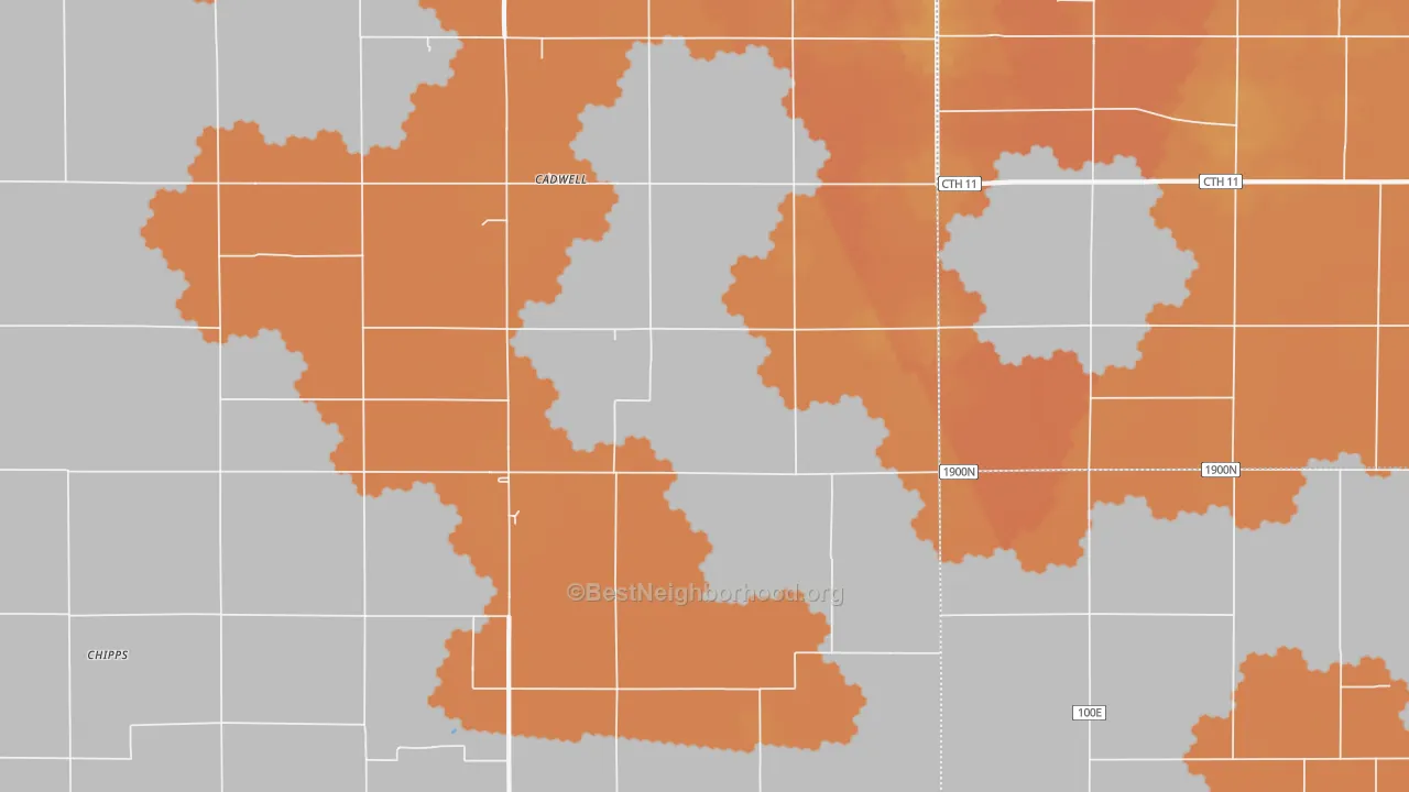 Bike Grade map of Cadwell, IL