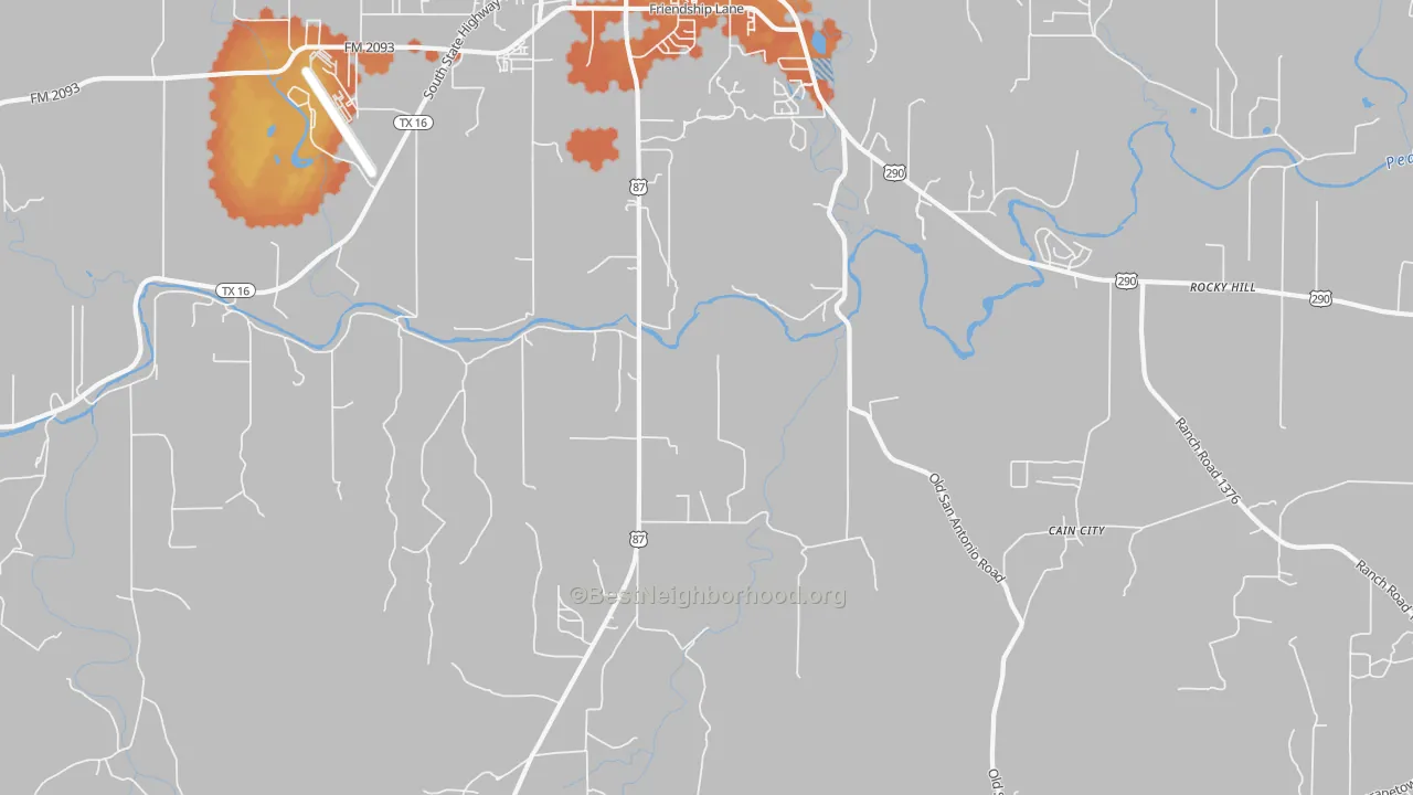 Bike Grade map of Cain City, TX