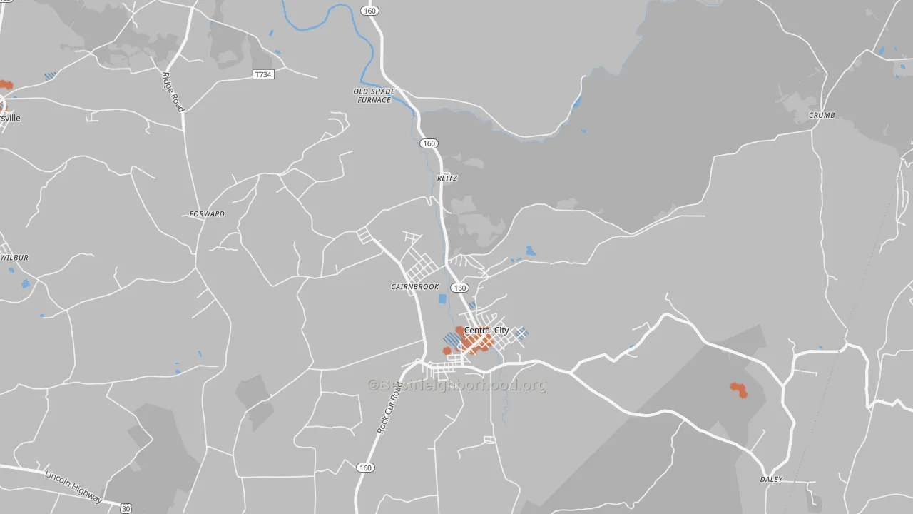 Bike Grade map of Cairnbrook, PA