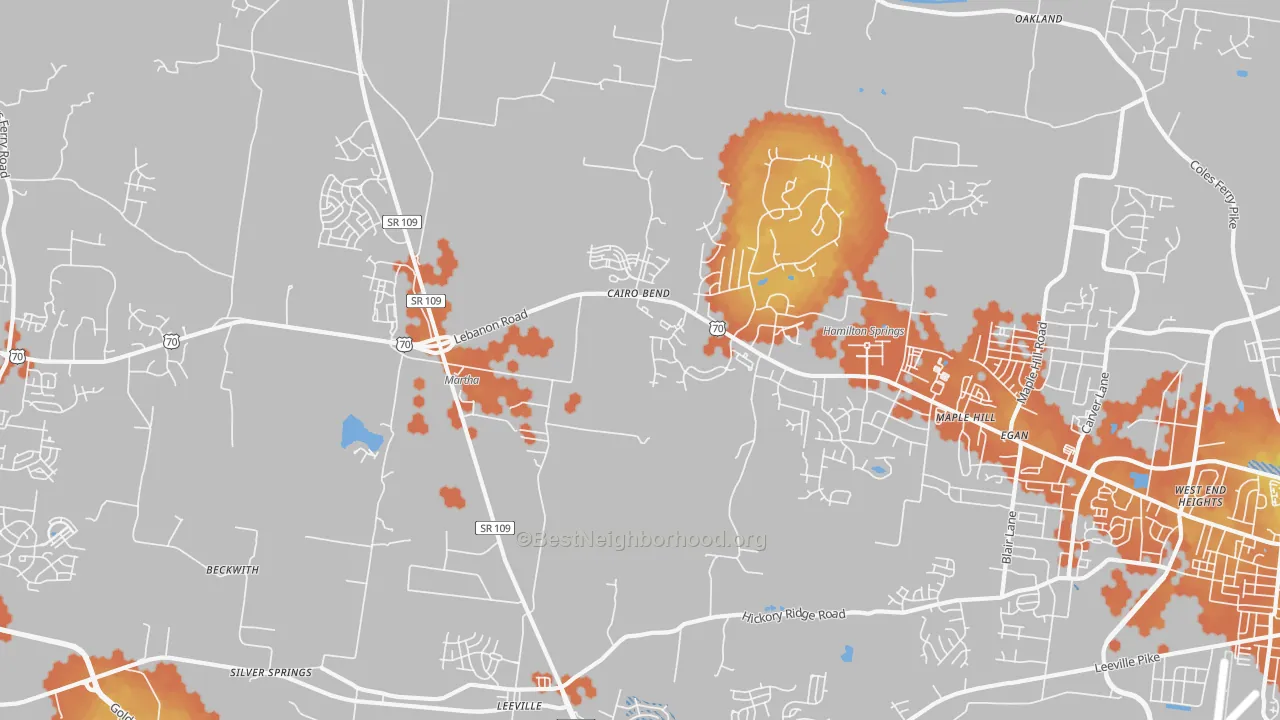 Bike Grade map of Cairo Bend, TN