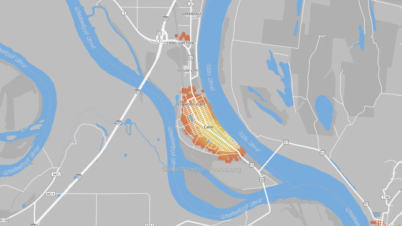 Bike Grade map of Cairo, IL