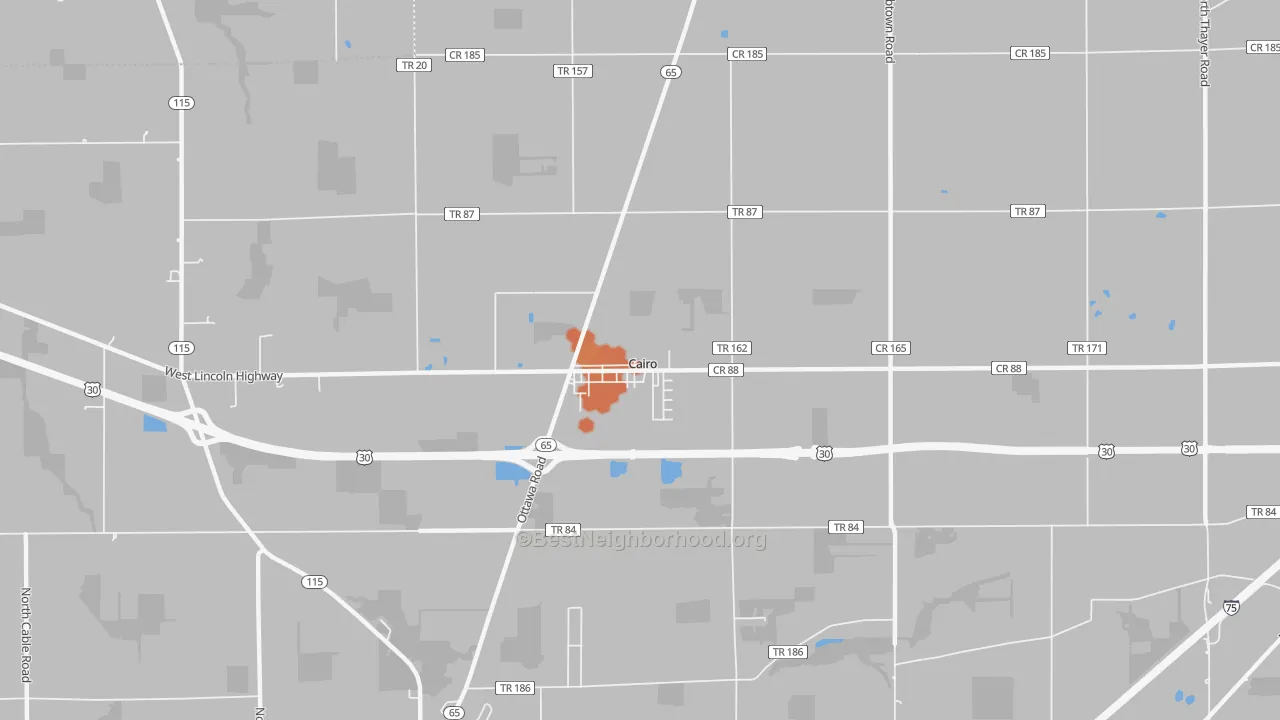 Bike Grade map of Cairo, OH