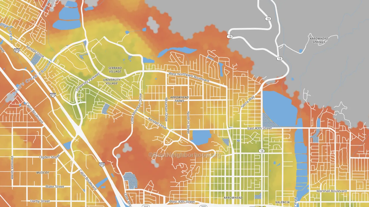 Bike Grade map of Cajon, San Bernardino, CA