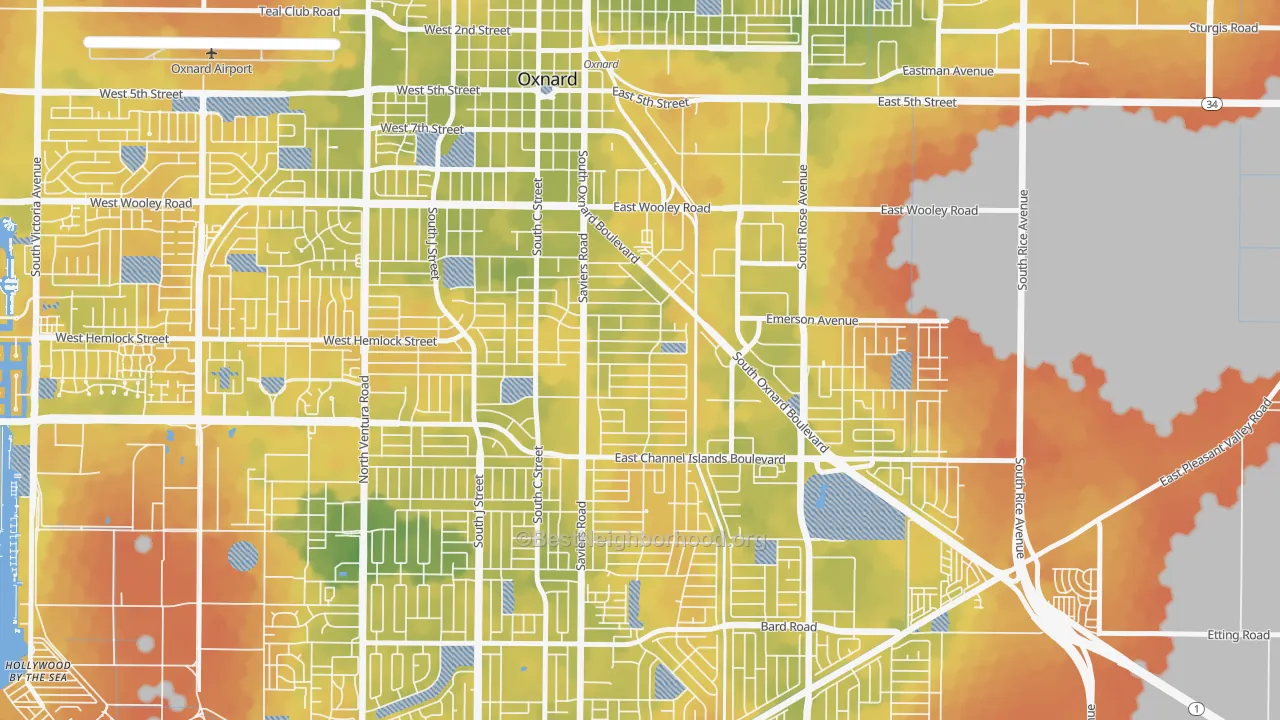 Bike Grade map of Cal-Gisler, Oxnard, CA