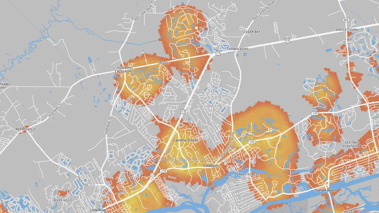 Bike Grade map of Calabash, NC
