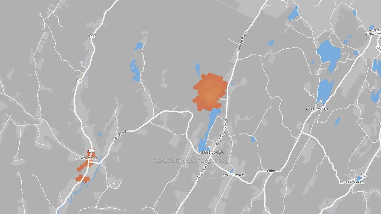 Bike Grade map of Calais, VT