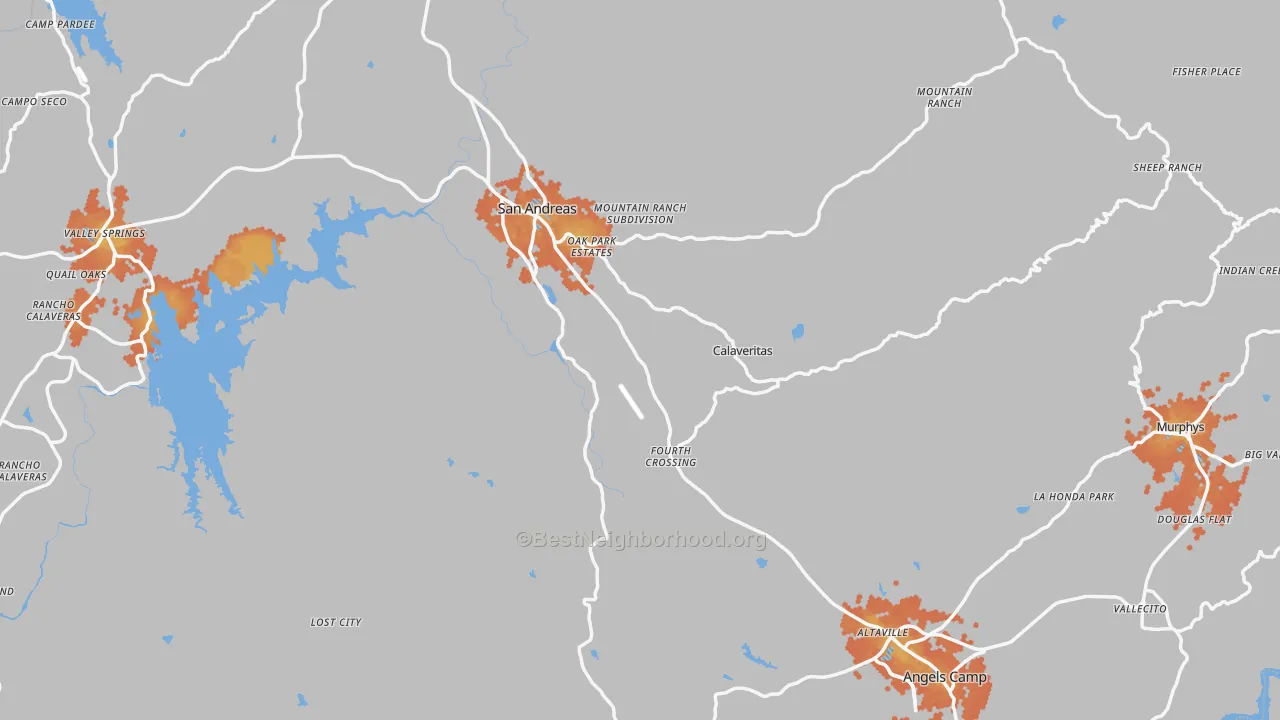 Bike Grade map of Calaveras County, CA