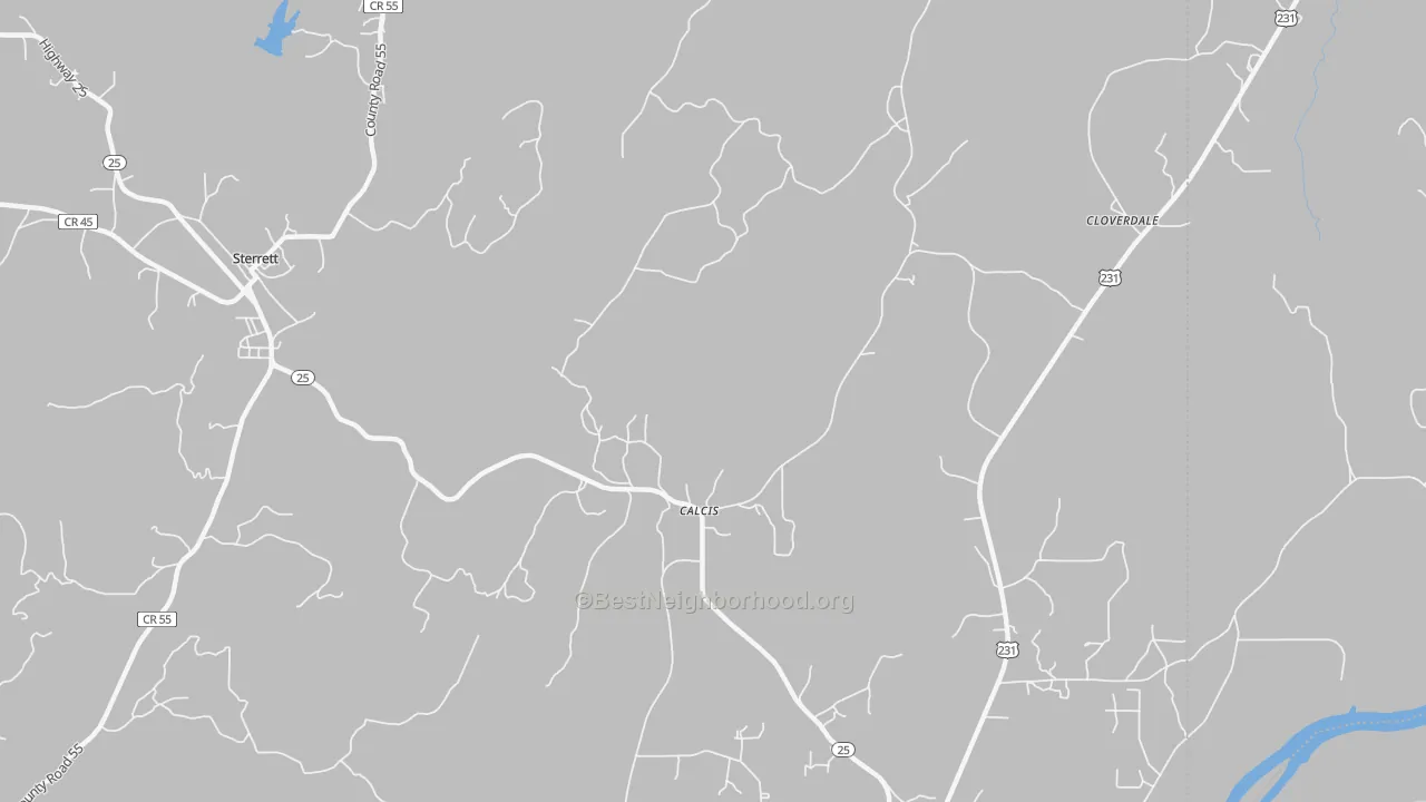 Bike Grade map of Calcis, AL