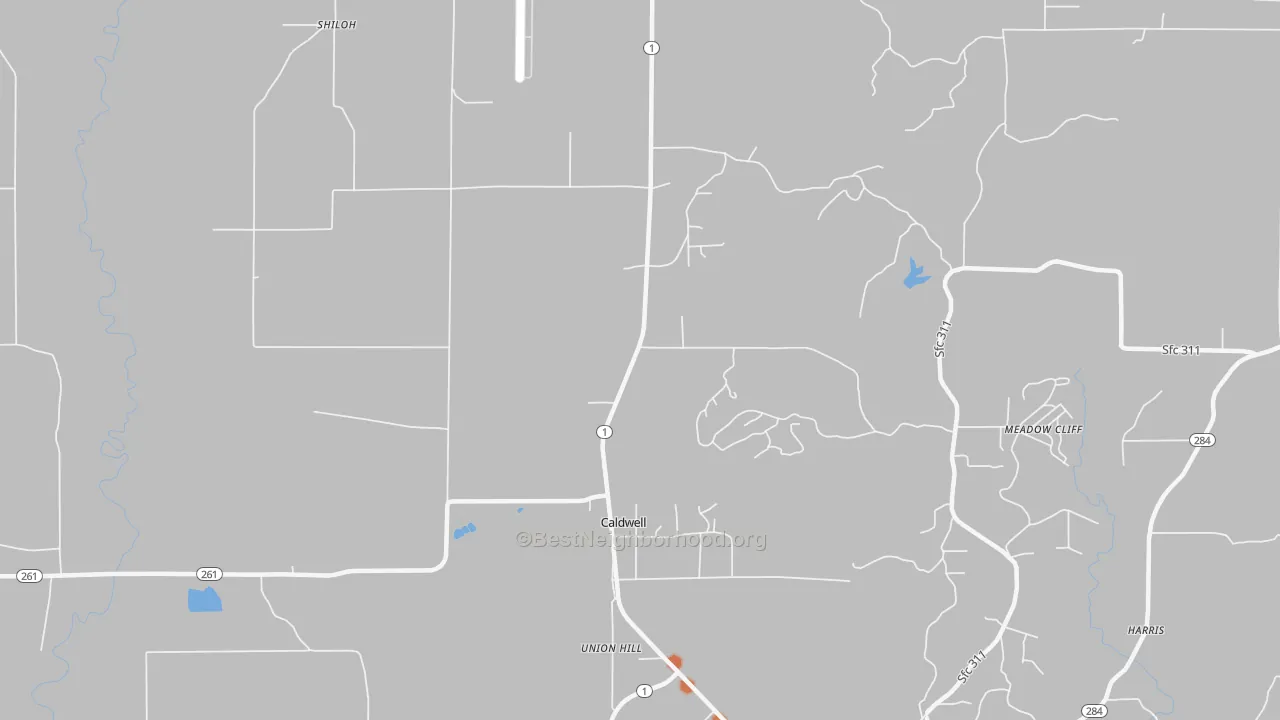 Bike Grade map of Caldwell, AR