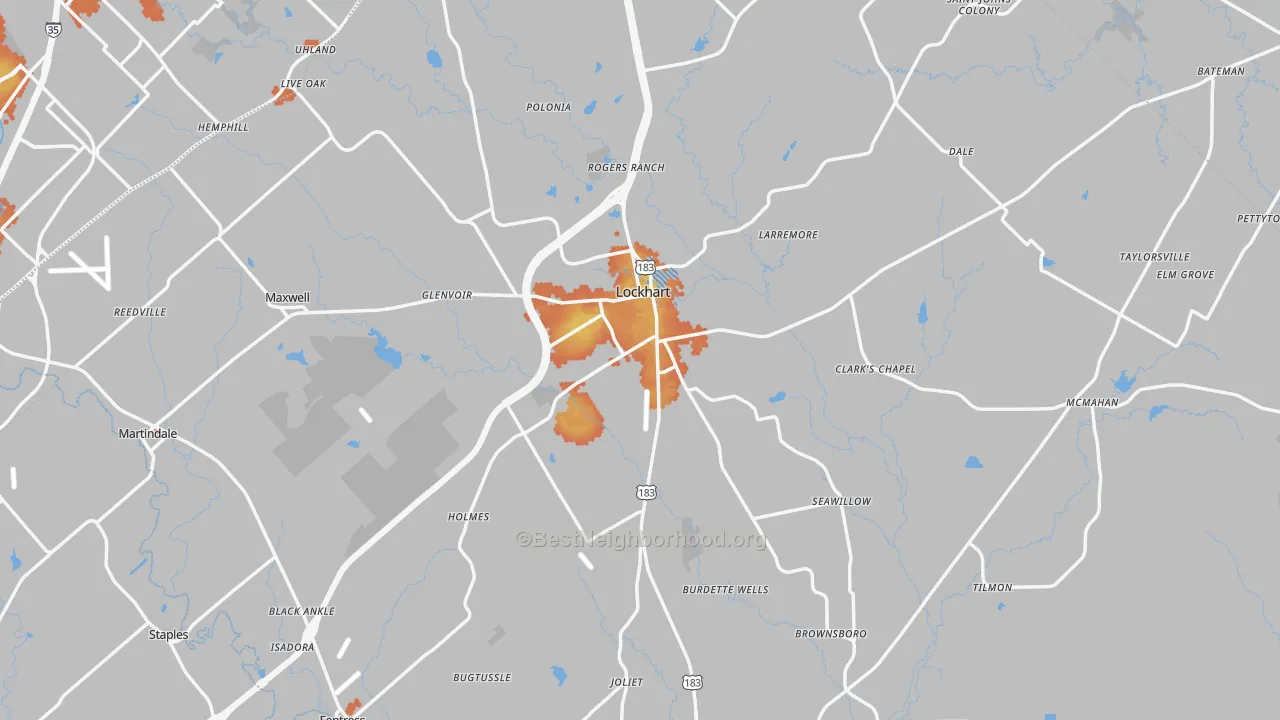 Bike Grade map of Caldwell County, TX