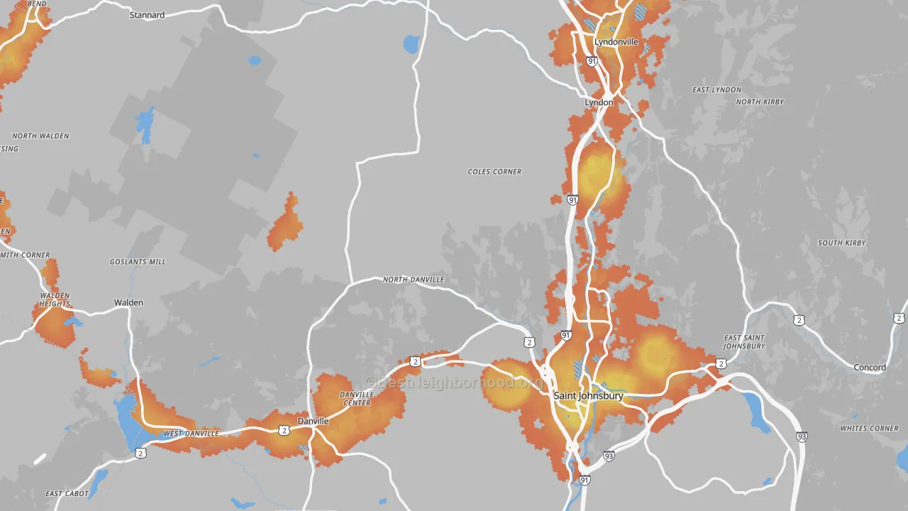 Bike Grade map of Caledonia County, VT