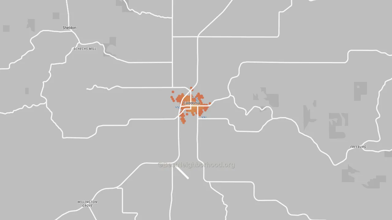 Bike Grade map of Caledonia, MN