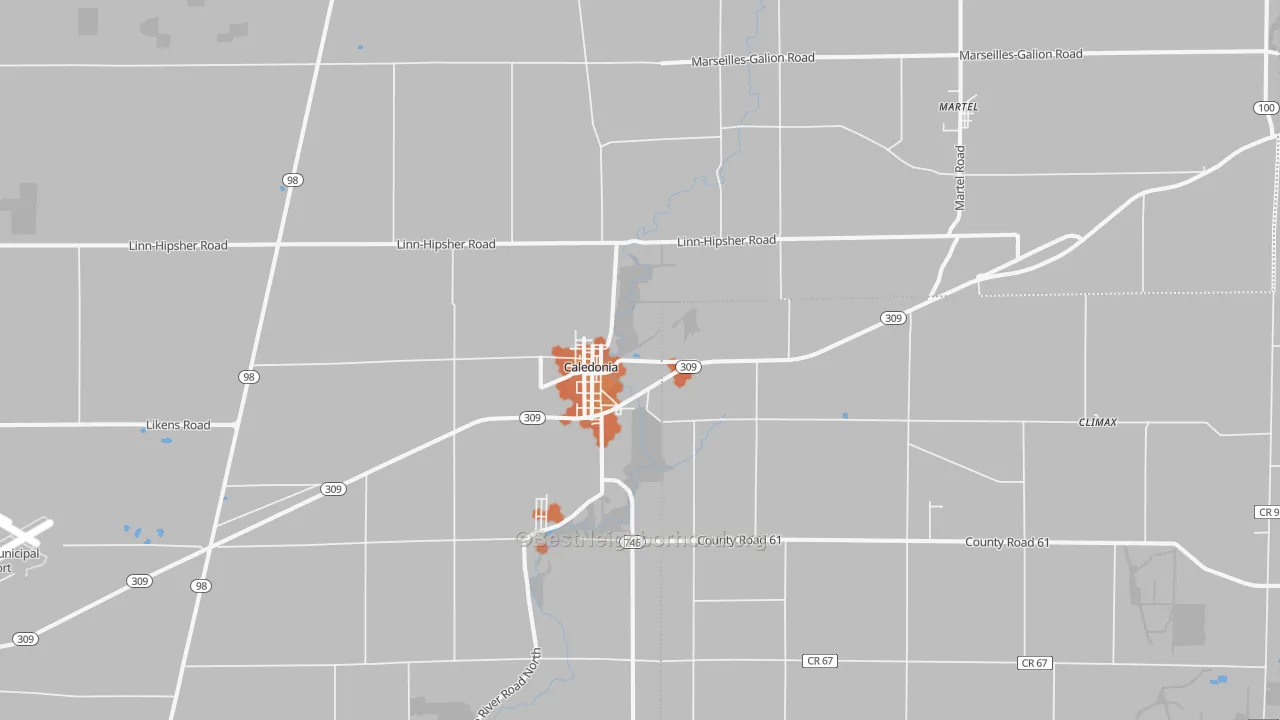 Bike Grade map of Caledonia, OH