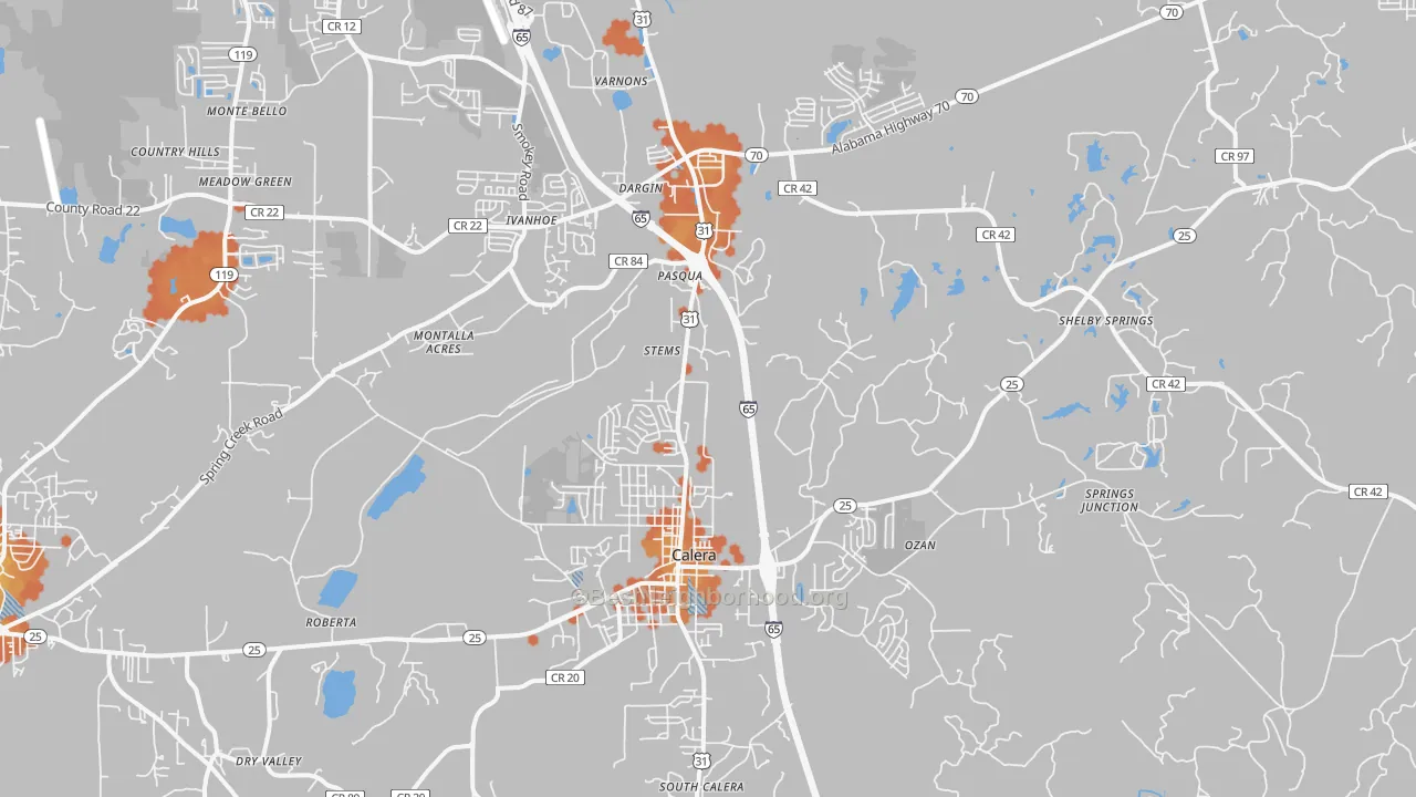 Bike Grade map of Calera, AL