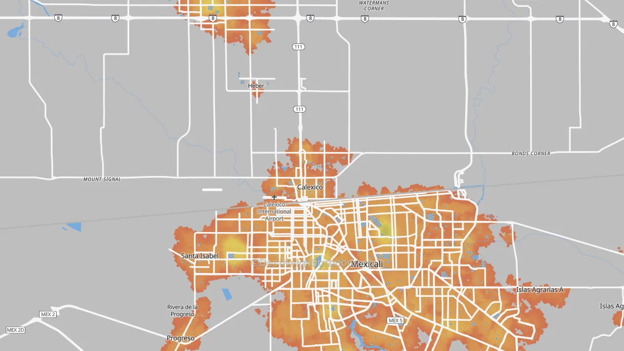 Bike Grade map of Calexico, CA
