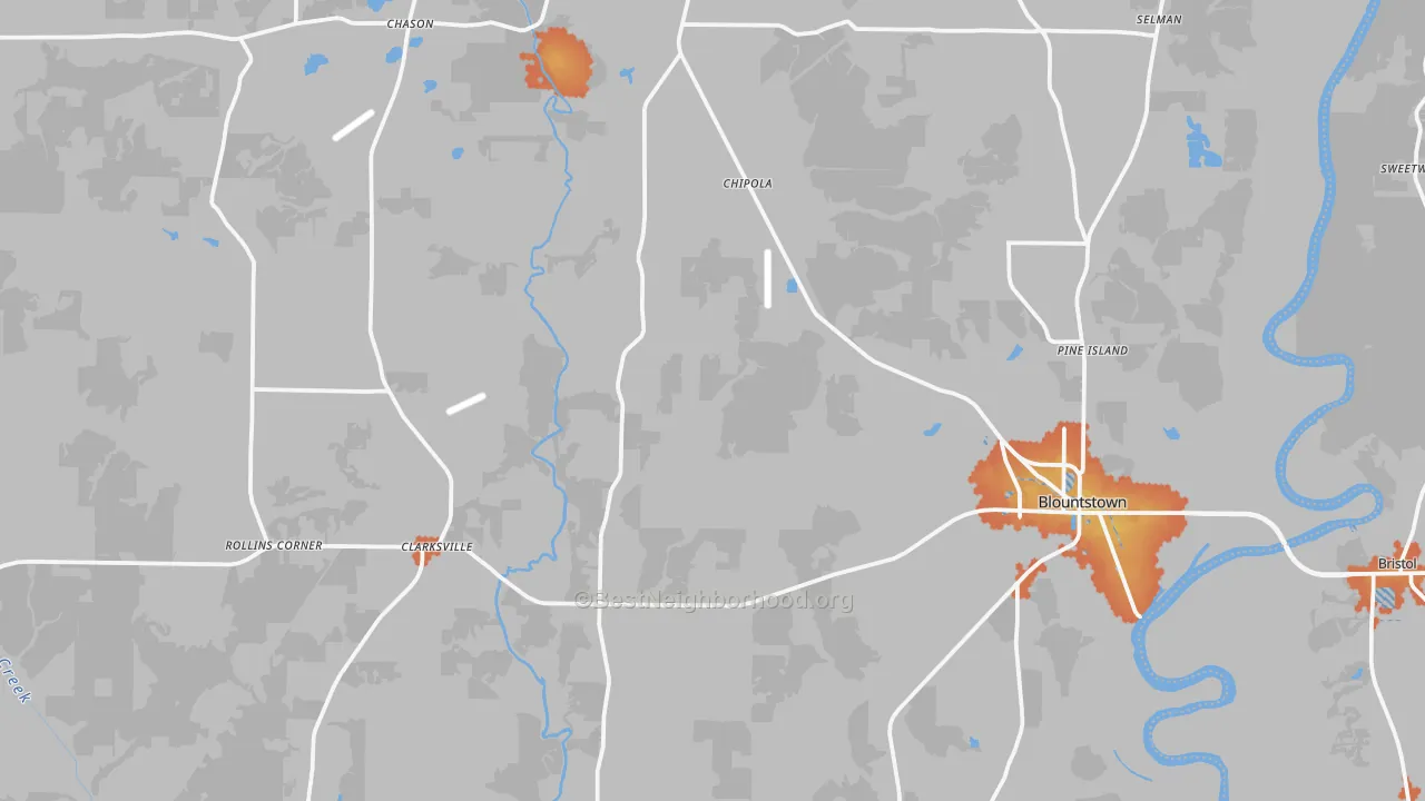 Bike Grade map of Calhoun County, FL